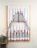 Colorful Ruffled Birdhouse Window Country Curtain Tier Set - 36 In