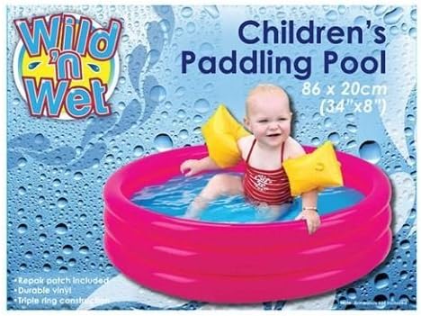 34"x 8" 7.2g 3 Ring Paddling Pool 3 Assorted Plain Colours