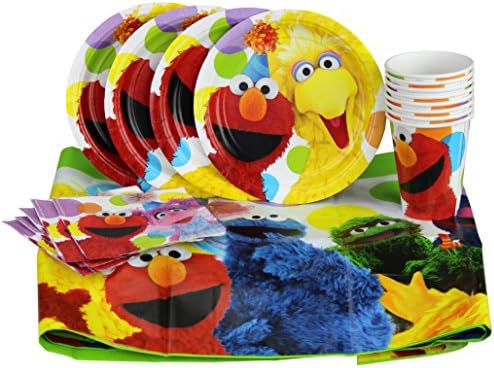 Party with Sesame Street! Party Set Includes Table Cover, Plates, Napkins and Cups for 8
