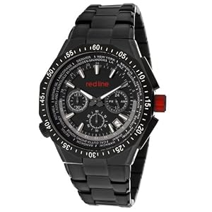 red line Men's RL-50029VD-BB-11W Travel Chronograph Black Dial Black Ion-Plated Stainless Steel Watch