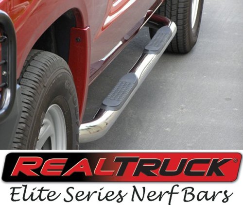 RealTruck Elite Series Side Nerf Bars Polished Stainless Steel Jeep Wrangler 2007 to 2008 Unlimited (4DR)