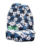 Set of 2 Universal-fit Hawaiian Front Bucket Seat Cover - Blue Hawaii Hibiscus Floral Print