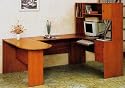 U-Shaped Oak Finish Executive Office Computer Desk with Return
