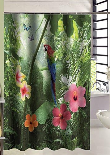 AMLife 3D Vivid Printing Polyster Shower Curtain Premium Quality (Parrot) 72x78-inch Ideal Decoration or Gift