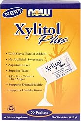 NOW Foods Xylitol Plus Stevia Packets,  75 Count  Boxes (Pack of 4)