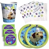 Puppy Dog Party Pups Birthday Party Supplies Set Plates Napkins Cups Kit for 16 Plus Stickers