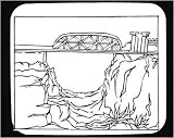 Mouse Pad with black and white, picture, vista, panorama, Israel, stones, dry, desert, prospect, view, aspect, Palistine, Middle East, scene, gulch, rocks, bridge
