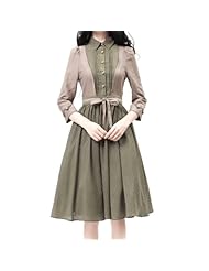 Vintage Spring Long Sleeves Polka Dot Print Chiffon  Dress