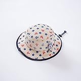 ツバメ--屋　ベビー用ハット つば広 赤ちゃんキャップ キッズ 帽子 子供サンバイザー フィッシャーマンハット アニマル図案 男の子 女の子 男女児 紫外線 UVカット (50, ブル-)