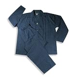 Bert Pulitzer - Mens Long Sleeve Windowpane Broadcloth Pajamas, Navy