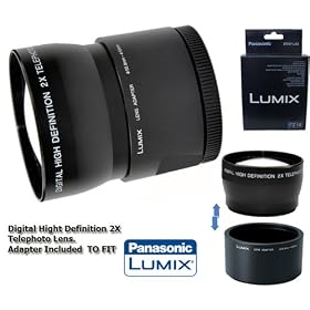 PANASONIC DMW-LA3 ADAPTER TUBE + 2X 55MM black Telephoto Lens FOR DMC-FZ18 FZ28 FZ35 FZ38