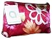 Burgundy Floral Print Travel Cosmetic Bag Case