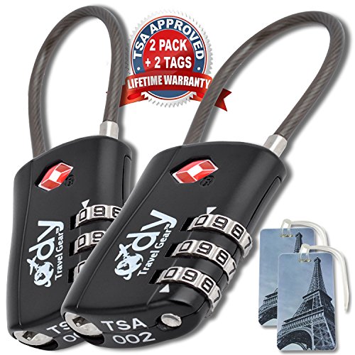 Ody Travel Gear Luggage Locks TSA Approved 2 Pack With Tags