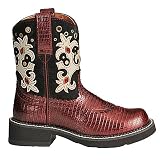 ARIAT Gem Baby FatBaby Western Cowboy Boots 10 Womens Ruby Perlized Lizard Print Black