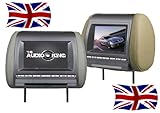 7 inch LCD Car Headrest Monitors in Beige Leather