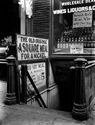 Bowery Entrance to 'Square Meal for a Nickel' Restaurant, ca. 1912 - 16" x 20" - Fine-Art Gicl??e Photographic Print of an Image from the Library of Congress Collection