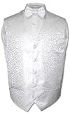 Antonio Ricci Men's White Paisley Design Dress Vest BOW TIE Set for Suit or Tuxedo