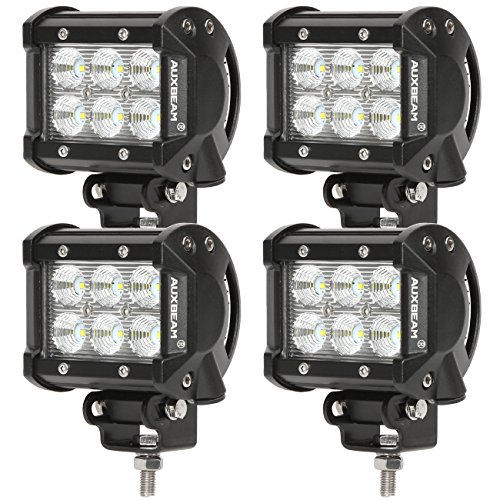 Auxbeam® 4 Pcs 4″ 18W LED Work Light Bar CREE Chips Flood Beam 60 degree Waterproof for Off-road ATV SUV Jeep Boat 4WD ATV Auxiliary Driving Lamp