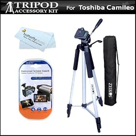 57 Camera  Camcorder Tripod w  Carrying Case For Toshiba Camileo X100 Camileo H30 Full HD... by Butterfly