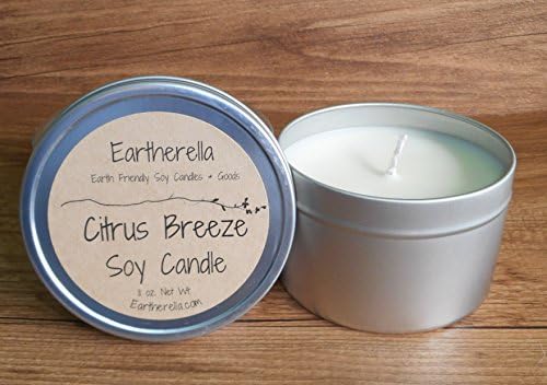 CITRUS BREEZE Natural Soy Wax 11 oz. Tin Candle, long 60+ hour burn time, orange, lemon, grapefruit, fruit, citrus, summer