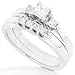 Jewelry : 1/2ctw Three-Stone Diamond Wedding Rings Set in 14kt Gold (HI/SI2-I1)