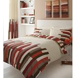 Blocks Cream And Red Double Bed Poly/Cotton Duvet Cover Set