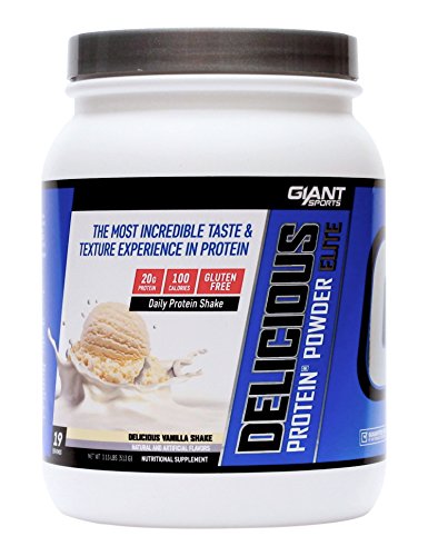 GIANT SPORTS Delicious Elite Protein Powder, Vanilla, 1.13 Pound