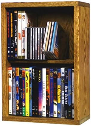 Cdracks Media Furniture Solid Oak 2 Row Dowel DVD Cabinet Tower Capacity 40 DVD's Honey Finish