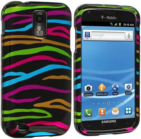 Accessory Planet(TM) Rainbow Zebra on Black Design Hard Snap-On Crystal Case Cover Accessory for Samsung Hercules T989 T-Mobile Galaxy S2