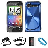 Blue Metallic Cosmo Wave Design Protective Snap-On Case Cover for HTC Droid ....