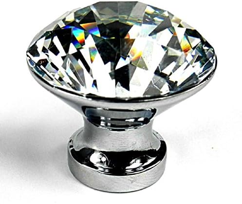 Comsmart 5pcs 25mm Diamond Shape Crystal Glass Cabinet Knob Cupboard Drawer Pull Handle for Cupboard Kitchen and Bathroom Cabinets Etc