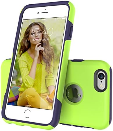 iPhone 6S Case, TOTU® [Shockproof] Dual-layer Hybrid Candy Protective Updated Case for iPhone 6 (2014)/ iPhone 6S (2015), (lime Green / Blue)