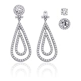 14K White Gold 1 ct. Diamond Detachable Teardrop Earring Jackets (Higher Quality)