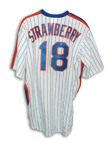 Darryl Strawberry Autographed/Hand Signed New York Mets White Pinstripe Majestic Jersey