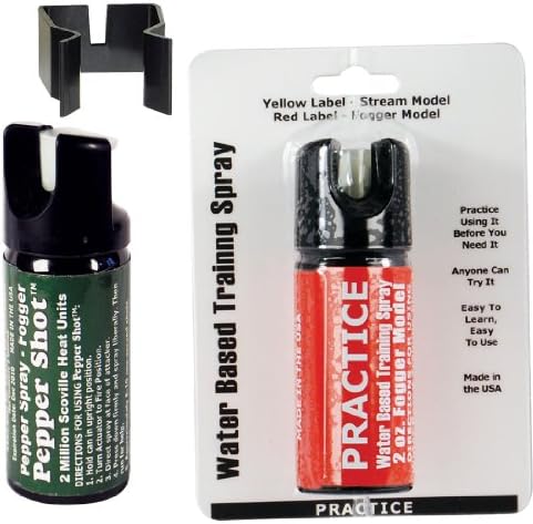 Pepper Shot 10% OC Pepper Spray 2 oz Bundle - 2 oz Fogger Unit + 2 oz Fogger Inert Unit - Lot of 2 pcs - Bonus FREE Wall Mount!