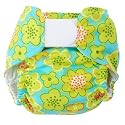LIME FLOWERS ON AQUA One Size Designer Cloth Diaper