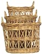 Natural Rattan Oval Baskets Set / 3 Large = 22" X 17" x 17"H