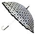 Clear Umbrella with Black Polka Dots and Ruffle Trim Automatic Push Button Stick Umbrella, Great Gift Idea