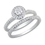 1/2ct Pave Diamond Bridal Engagement Ring Set in 14k White Gold