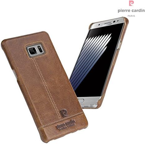 Galaxy Note 7 Samsung 2016 Genuine Cow Leather (N930, 5.7") Pierre Cardin Mobile New Cover Premium Protective Case Slim Design Hard Back Snap On Bumper Fit Samsung Galaxy Note 7 Brown