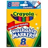 Crayola Washable Markers, Broad Point, Classic Colors, 8/Pack (58-7808) ~ Crayola