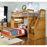 NE Kids Schoolhouse Stairway Loft Bed - Pecan