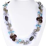 EXP Silver & Gold Freshwater Pearl & Amethyst Handmade Wrap Necklace