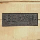 To the Beach Sign Rustic Brown Cast Iron Patio Antique Pool Patio Deck Decor