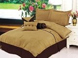7Pcs Queen Camel Oxford Micro Suede Duvet Set