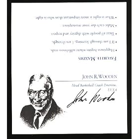 John Wooden Signed Pyramid Of Success Seminar Card Jsa