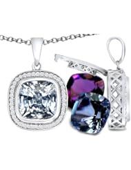 Switch-It Gems(tm) Interchangeable Simulated Diamond Pendant Set with 12 Cushion Cut 10mm Birthstones Included