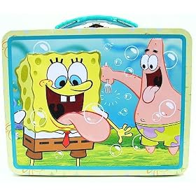 SpongeBob SquarePants Blue and Yellow Kids Tin Lunch Box