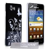 Yousave Accessories TM Samsung Galaxy S Advance i9070 Schwarz / Silber Schmetterling Blumen Muster IMD Harte Schutzh�lle Tasche Mit Displayschutz Folie Und Graues Micro Faser Poliertuchvon "Yousave"
