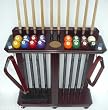 10 Pool Cue Billiard Stick Floor Rack - Holder Mahogany Finish